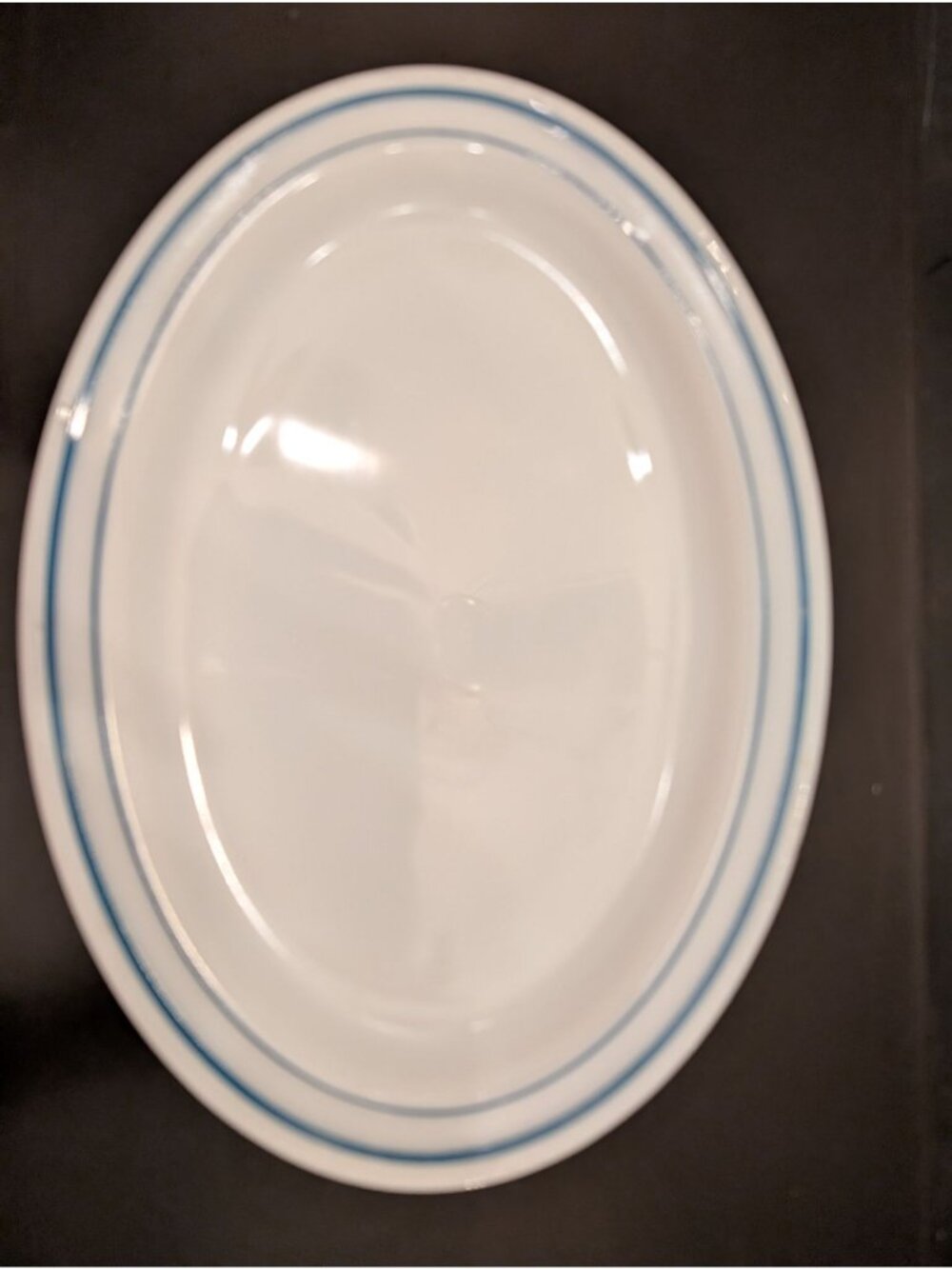 Vintage Pyrex 12" Oval Serving Platter Blue Band